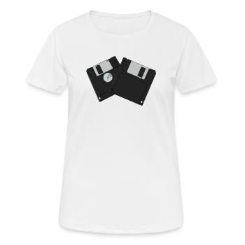 3½ inch high-density vintage floppy diskettes - Women's Breathable T-Shirt - white - Front - AI Model Female 172 dark (172cm)