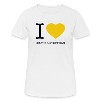 I love Bratkartoffeln - Frauen T-Shirt atmungsaktiv - Weiß - Vorne - AI Model Female 172 dark (172cm)