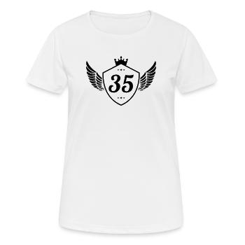 35 Wappen - Frauen T-Shirt atmungsaktiv - Weiß - Vorne - AI Model Female 172 dark (172cm)