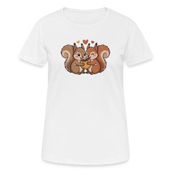 Eichhörnchen Paar Liebe Valentinstag - Frauen T-Shirt atmungsaktiv - Weiß - Vorne - AI Model Female 172 dark (172cm)