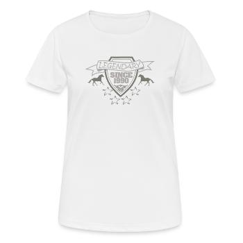 1990 - Frauen T-Shirt atmungsaktiv - Weiß - Vorne - AI Model Female 172 dark (172cm)