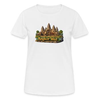 Angkor Wat : complexe du temple aux couleurs du sable - T-shirt respirant Femme - blanc - Devant - AI Model Female 172 dark (172cm)