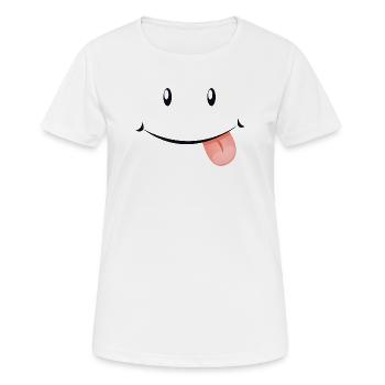 Un visage rieur avec la langue tendue. - T-shirt respirant Femme - blanc - Devant - AI Model Female 172 dark (172cm)