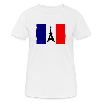 FOOTBALL. SPORT. FRANCE. CHAMPION. BLEU BLANC ROUG - T-shirt respirant Femme - blanc - Devant - AI Model Female 172 dark (172cm)