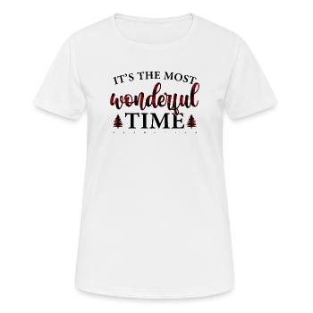 Crimson Plaid Script on Black - Women's Breathable T-Shirt - white - Front - AI Model Female 172 dark (172cm)
