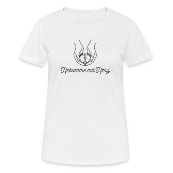 Hebamme mit Herz - personalisierbares Design - Frauen T-Shirt atmungsaktiv - Weiß - Vorne - AI Model Female 172 dark (172cm)