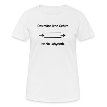 Labyrinth maennlich - Frauen T-Shirt atmungsaktiv - Weiß - Vorne - AI Model Female 172 dark (172cm)
