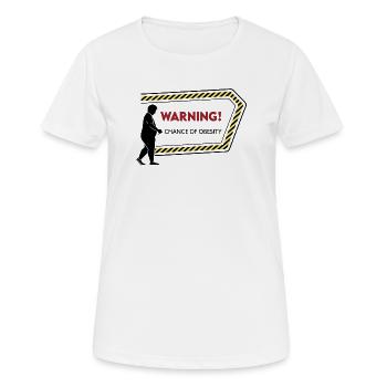 Warning: Obesity Caution Graphic - Women's Breathable T-Shirt - white - Front - AI Model Female 172 dark (172cm)