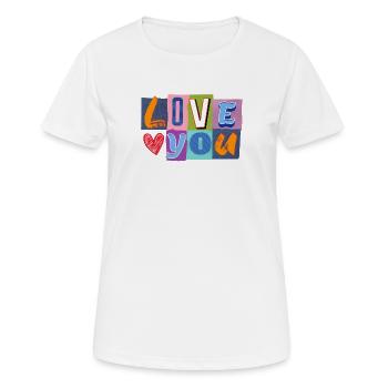 L’amour dans un collage coloré - T-shirt respirant Femme - blanc - Devant - AI Model Female 172 dark (172cm)