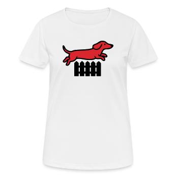 Agilité au saut de clôture teckel - T-shirt respirant Femme - blanc - Devant - AI Model Female 172 dark (172cm)