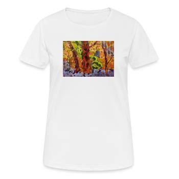 Le parc d’automne dans l’abstraction des couleurs - T-shirt respirant Femme - blanc - Devant - AI Model Female 172 dark (172cm)