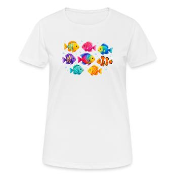 Colorful tropical fish for summer outfits - Women's Breathable T-Shirt - white - Front - AI Model Female 172 dark (172cm)