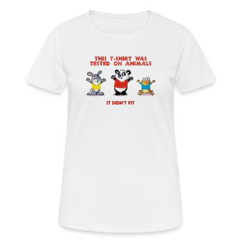 This tshirt was tested on animals - T-shirt respirant Femme - blanc - Devant - AI Model Female 172 dark (172cm)