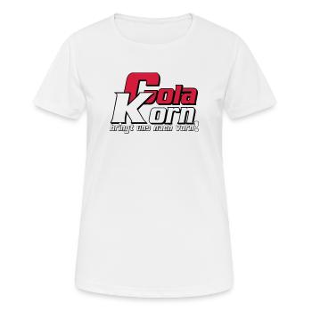 Korn , Party , Cola Korn bringt uns nach vorn(25) - Frauen T-Shirt atmungsaktiv - Weiß - Vorne - AI Model Female 172 dark (172cm)