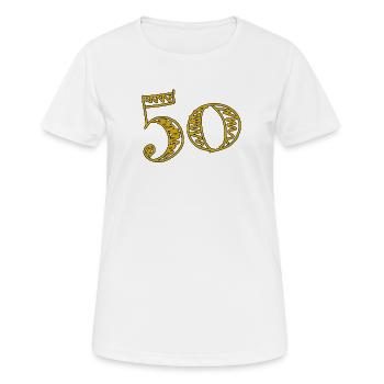 50. 50 ANS. 50e ANNIVERSAIRE. ANNIVERSAIRE 50 ANS. - T-shirt respirant Femme - blanc - Devant - AI Model Female 172 dark (172cm)