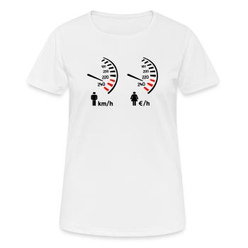 compteur de vitesse km/h et compteur de dépense  - T-shirt respirant Femme - blanc - Devant - AI Model Female 172 dark (172cm)