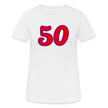50. 50 ANS. 50e ANNIVERSAIRE. ANNIVERSAIRE 50 ANS. - T-shirt respirant Femme - blanc - Devant - AI Model Female 172 dark (172cm)
