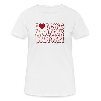 Proud Black Woman Bubble Letter Design - Women's Breathable T-Shirt - white - Front - AI Model Female 172 dark (172cm)