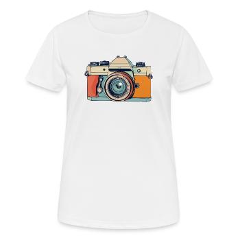 Retro Spiegelreflex Kamera Fotoaparat Illustration - Frauen T-Shirt atmungsaktiv - Weiß - Vorne - AI Model Female 172 dark (172cm)
