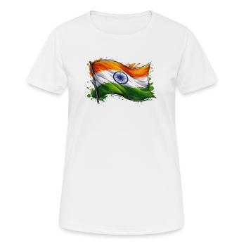 Indien Flagge  - Frauen T-Shirt atmungsaktiv - Weiß - Vorne - AI Model Female 172 dark (172cm)