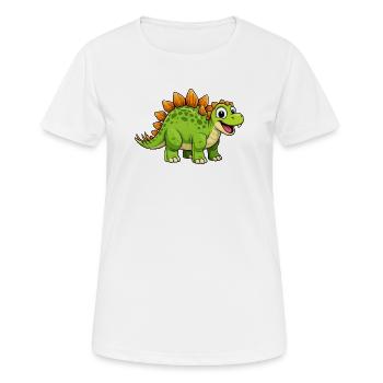 Dino Stegosaurus joyeux - T-shirt respirant Femme - blanc - Devant - AI Model Female 172 dark (172cm)