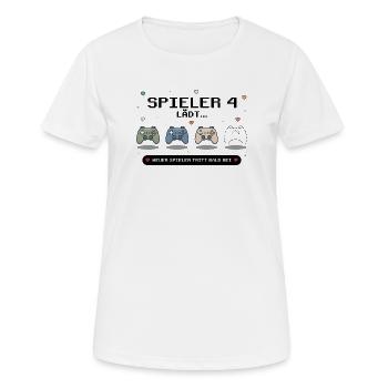 Spieler 4 lädt - Baby Ankündigung - Frauen T-Shirt atmungsaktiv - Weiß - Vorne - AI Model Female 172 dark (172cm)