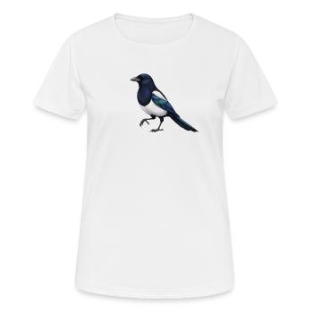 Elster - Frauen T-Shirt atmungsaktiv - Weiß - Vorne - AI Model Female 172 dark (172cm)