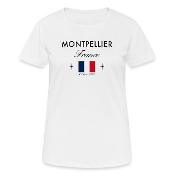 Montpellier, France, coordonne le souvenir de voyage - T-shirt respirant Femme - blanc - Devant - AI Model Female 172 dark (172cm)