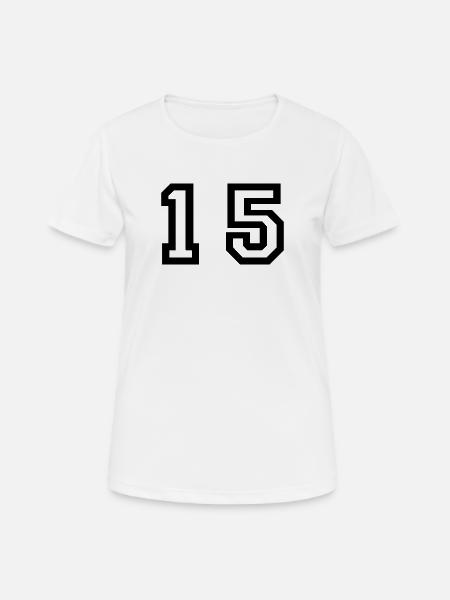 Nummer - 15 - fünfzehn - Frauen T-Shirt atmungsaktiv - Weiß