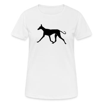 Laufender Podenco - Frauen T-Shirt atmungsaktiv - Weiß - Vorne - AI Model Female 172 dark (172cm)