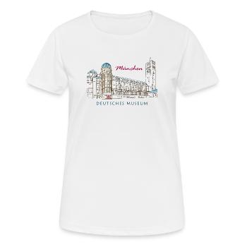 München Deutsches Museum Handzeichnung - Frauen T-Shirt atmungsaktiv - Weiß - Vorne - AI Model Female 172 dark (172cm)
