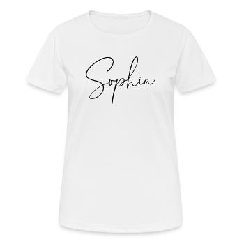 Sophia / Conception de l’écriture manuscrite - T-shirt respirant Femme - blanc - Devant - AI Model Female 172 dark (172cm)