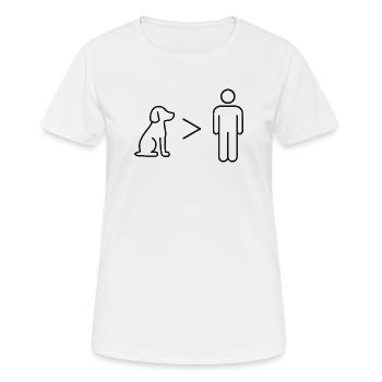 Dogs over men - Design von Vany schreibt - Frauen T-Shirt atmungsaktiv - Weiß - Vorne - AI Model Female 172 dark (172cm)