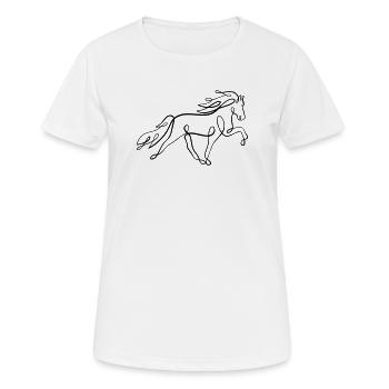 Islandpferd Oneliner im Tölt  - Frauen T-Shirt atmungsaktiv - Weiß - Vorne - AI Model Female 172 dark (172cm)