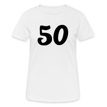50. 50 ANS. 50e ANNIVERSAIRE. ANNIVERSAIRE 50 ANS. - T-shirt respirant Femme - blanc - Devant - AI Model Female 172 dark (172cm)