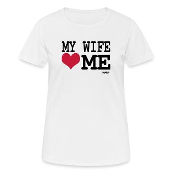 ma femme m'aime par wam - T-shirt respirant Femme - blanc - Devant - AI Model Female 172 dark (172cm)