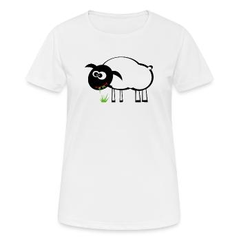 Karikatur Schaf mit Grasfresser - Frauen T-Shirt atmungsaktiv - Weiß - Vorne - AI Model Female 172 dark (172cm)