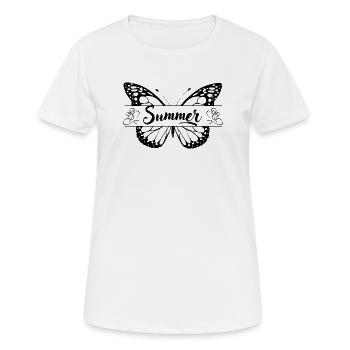 Motif d’été avec papillon, femmes cadeaux - T-shirt respirant Femme - blanc - Devant - AI Model Female 172 dark (172cm)