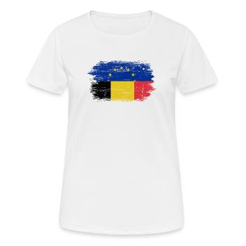 UE Roumanie Drapeau Fusion - T-shirt respirant Femme - blanc - Devant - AI Model Female 172 dark (172cm)