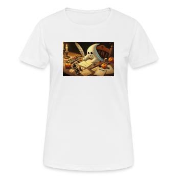 charmanter Geist schreibt Halloween-Einladungen - Frauen T-Shirt atmungsaktiv - Weiß - Vorne - AI Model Female 172 dark (172cm)