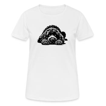 Spanischer Wasserhund - Frauen T-Shirt atmungsaktiv - Weiß - Vorne - AI Model Female 172 dark (172cm)