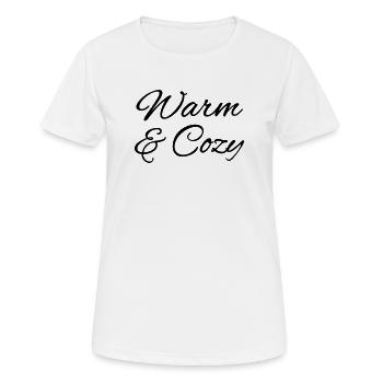 Warm & Cozy – Cuddly Autumn & Winter Lettering - Women's Breathable T-Shirt - white - Front - AI Model Female 172 dark (172cm)