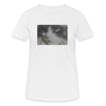 Katzenporträt Mosaik - Frauen T-Shirt atmungsaktiv - Weiß - Vorne - AI Model Female 172 dark (172cm)