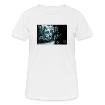 Felsgesicht und Nachdenklicher Mann - Frauen T-Shirt atmungsaktiv - Weiß - Vorne - AI Model Female 172 dark (172cm)