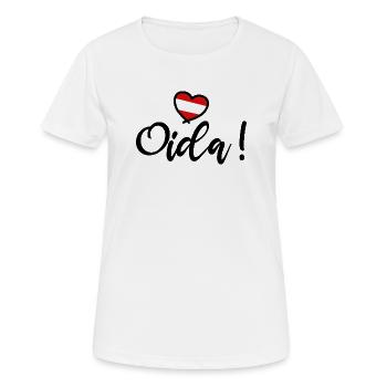 Oida! Österreich Herz I love Austria Dialekt  - Frauen T-Shirt atmungsaktiv - Weiß - Vorne - AI Model Female 172 dark (172cm)