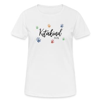 Kitakind 2026  - Frauen T-Shirt atmungsaktiv - Weiß - Vorne - AI Model Female 172 dark (172cm)