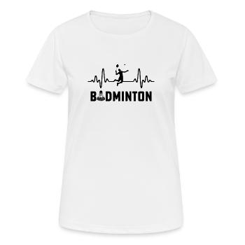Badminton - Frauen T-Shirt atmungsaktiv - Weiß - Vorne - AI Model Female 172 dark (172cm)