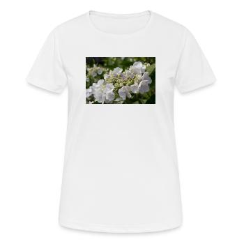 Hortensia : hortensia arbustive asiatique - T-shirt respirant Femme - blanc - Devant - AI Model Female 172 dark (172cm)