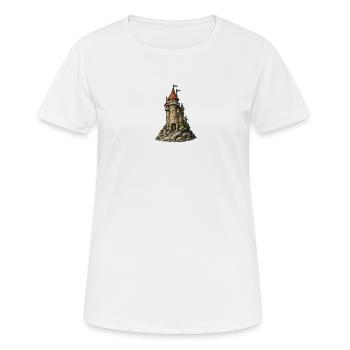 Burgturm am Felsen - Frauen T-Shirt atmungsaktiv - Weiß - Vorne - AI Model Female 172 dark (172cm)