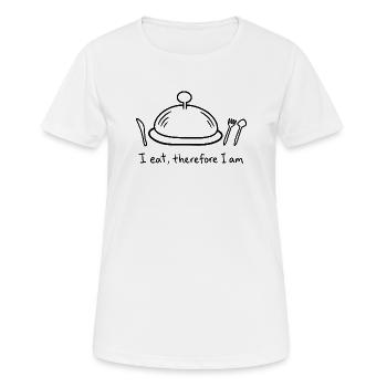 Ich esse, also bin ich - Frauen T-Shirt atmungsaktiv - Weiß - Vorne - AI Model Female 172 dark (172cm)